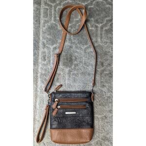 Stone & Co Black & Brown PVC Leather Crossbody Purse Adjustable Strap Bag travel